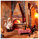 Presepe napoletano completo statue 10 cm fontana mulino luci 80X100X60 cm s5