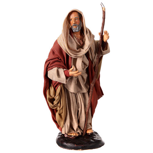 Saint Joseph with his stick for 18 cm Neapolitan Nativity Scene, terracotta 1