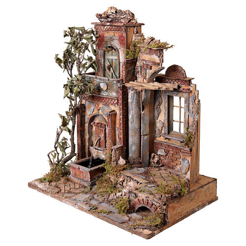 Temple avec fontaine et fenêtre 55x50x35 cm crèche napolitaine 10-12 cm 2