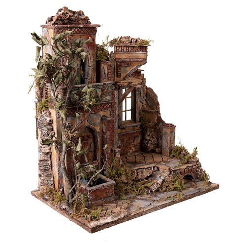 Temple with fountain and window Neapolitan nativity scene 10-12 cm, 55x50x35 cm 4