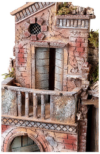 Small village with ruined facade for 12-14 cm Neapolitan Nativity Scene, 55x50x30 cm 2