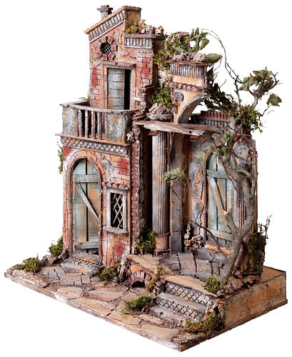 Small village with ruined facade for 12-14 cm Neapolitan Nativity Scene, 55x50x30 cm 3