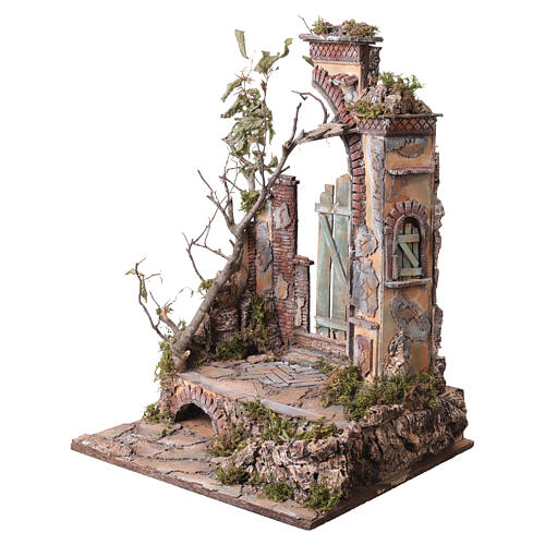 Scena do szopki zrujnowany łuk 55×40×35 cm - szopka neapolitańska 10–12 cm 2