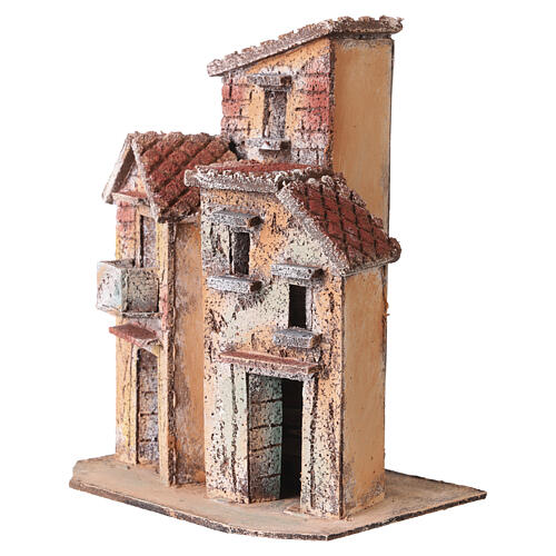 Escena casas de corcho 20x15x12 cm belén napolitano 6-8 cm 2