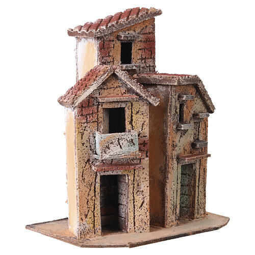 Escena casas de corcho 20x15x12 cm belén napolitano 6-8 cm 3