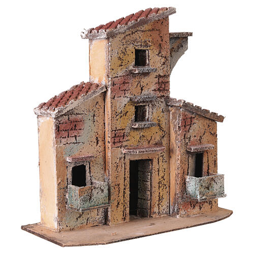 Casita corcho entrada central 20x20x10 cm belén napolitano 6-8 cm 3