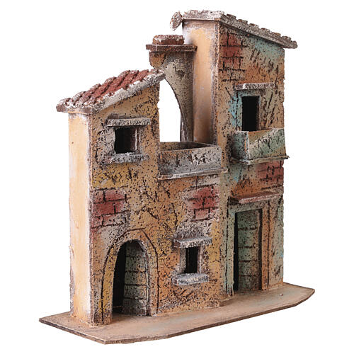Domek z korka do szopki, dwa wejścia, 20×20×10 cm - szopka neapolitańska 6–8 cm 3