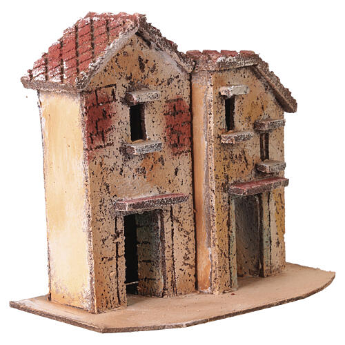 Dom z podójnym wejściem - szopka neapolitańska 6-8 cm, 15x15x10 cm, korek 3
