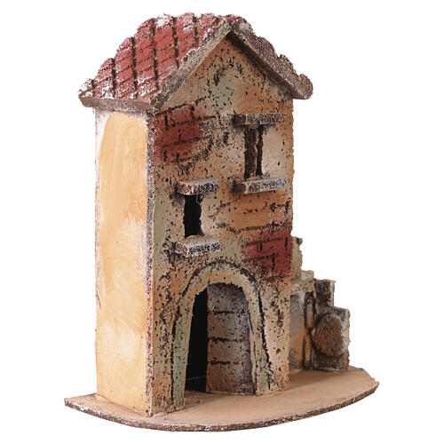 Antykowany domek z korka, 15x15x8 cm - do szopki neapolitańskiej 6–8 cm 3