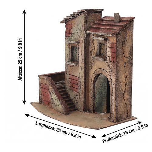Casa con scale 25x25x15 cm presepe napoletano 6-8 cm 2