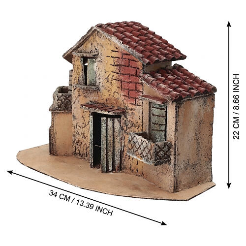 Casa di campagna con balcone 20x35x20 cm presepe Napoli 4-6 cm  2