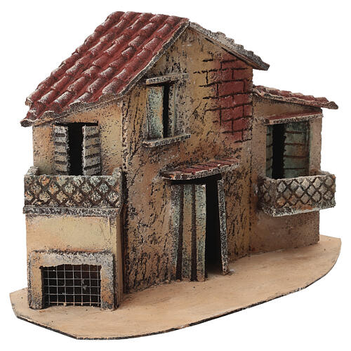 Casa di campagna con balcone 20x35x20 cm presepe Napoli 4-6 cm  3