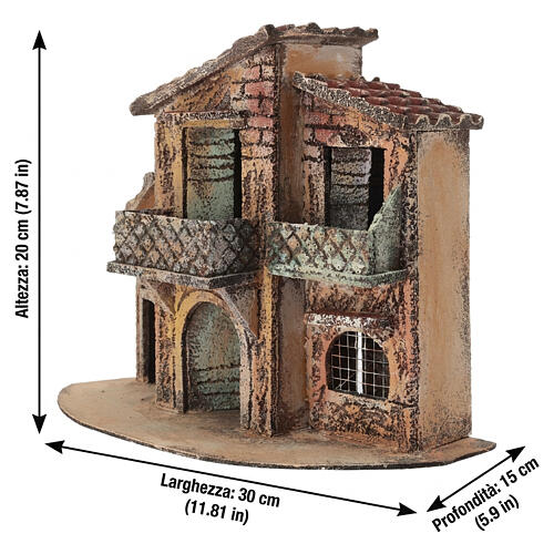 Casa con balcone 20x30x15 cm presepe Napoli 4-6 cm  2