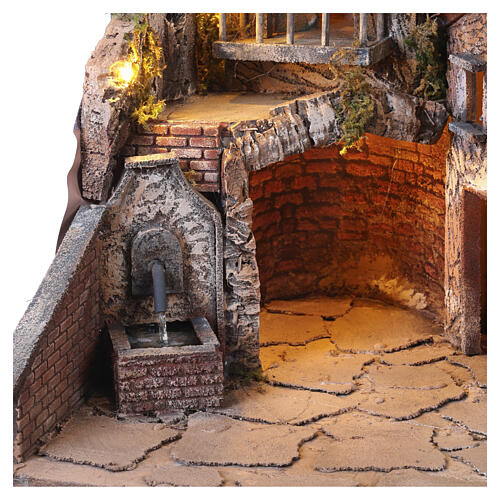 Borgo 55x50x45 cm illuminato fontana VERA presepe napoletano 8-10 cm 2