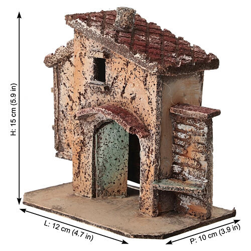 Casetta tetto diagonale 15x12x10 cm per presepe 4 cm 2
