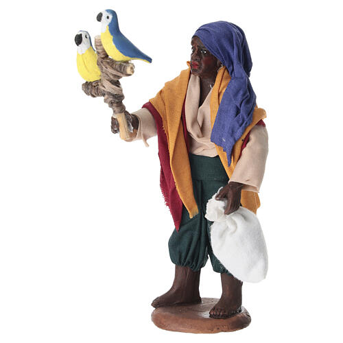 Figura moreno con loros 10 cm terracota belén napolitano 3