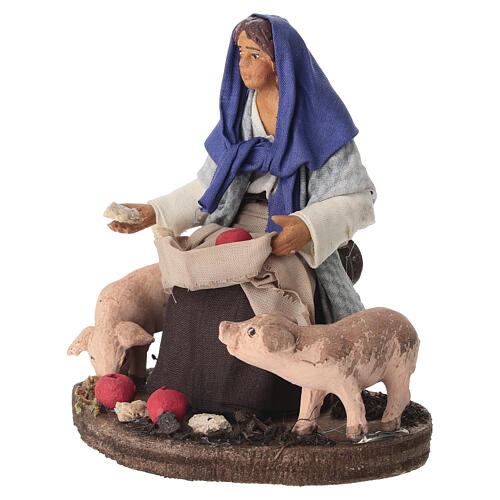 Mujer con cerditos 10x10x7 cm terracota belén napolitano 10-12 cm 3
