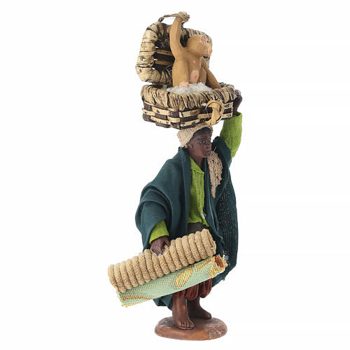 Moro con scimmia e tappeto presepe napoletano 10 cm 3