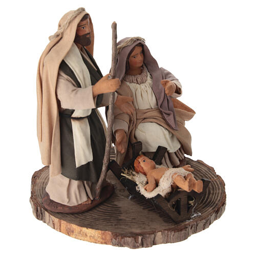 Geburt Christi auf Holzplatte 14x12 cm, für 12 cm Krippe im neapolitanischen Stil 2