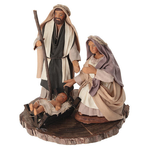 Geburt Christi auf Holzplatte 14x12 cm, für 12 cm Krippe im neapolitanischen Stil 3