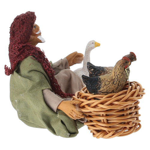 Arabo con gallina e oca terracotta presepe napoletano 12 cm 4