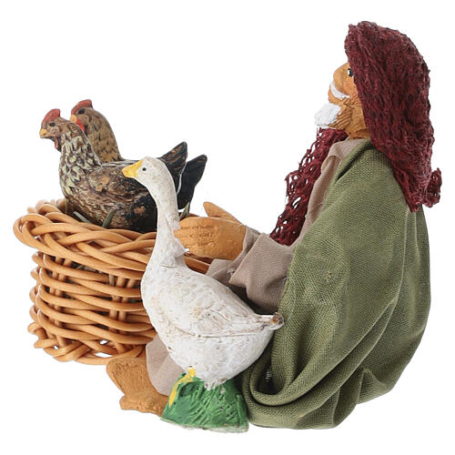 Árabe com galinha e ganso em terracota para presépio napolitano 12 cm 3