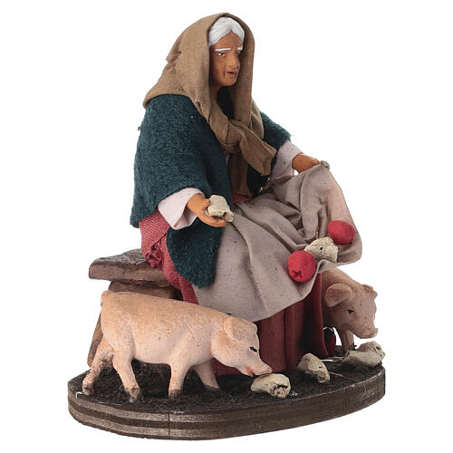 Mujer dando de comer a cerditos 10x10x8 cm belén napolitano 12-14 cm 2