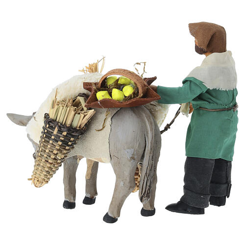 Homme avec âne 12 cm crèche napolitaine en terre cuite 4