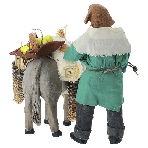 Homem com burro 12 cm terracota presépio napolitano 6