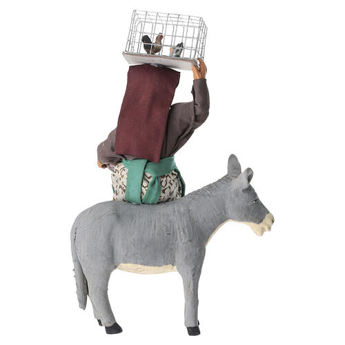 Femme sur âne terre cuite 20 cm crèche napolitaine 4
