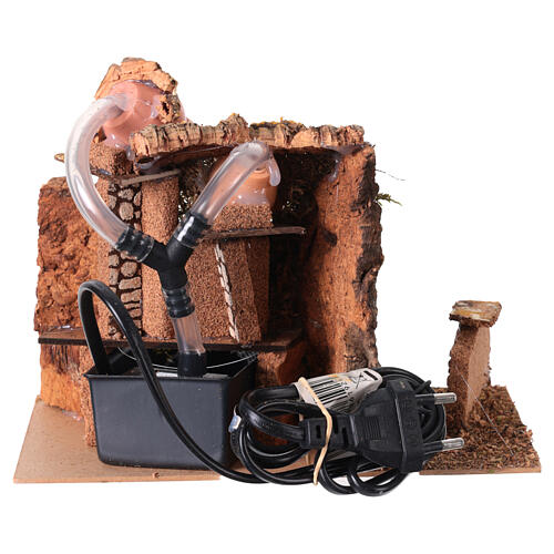 Double jet fountain with pump for 10-12 cm Nativity Scene, 20x15x15 cm 4