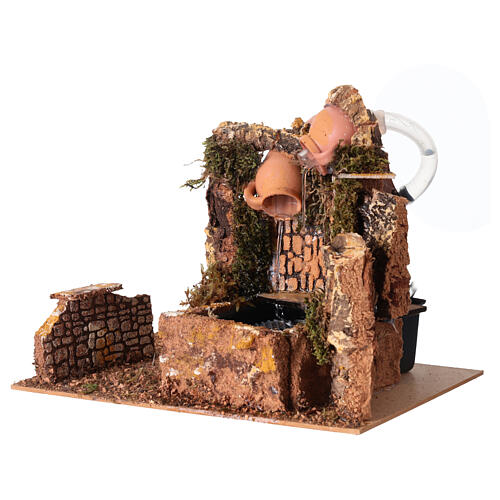 Fontana a due getti con pompa presepe 10-12 20x15x15 cm 3