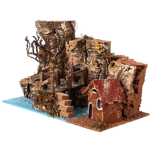 Ponte su fiume 28x15x15 cm presepe 4 cm 2