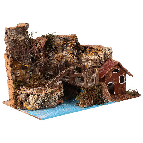 Ponte su fiume 28x15x15 cm presepe 4 cm 3
