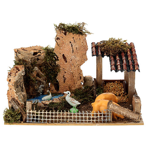 Enclosure with animals figurine, 10x20x15 cm for nativity 8-10 cm 1