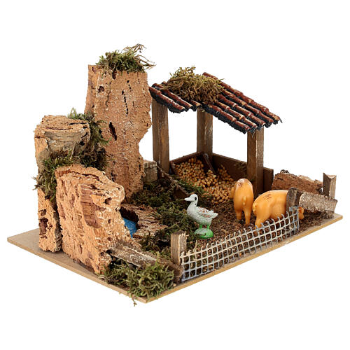 Enclosure with animals figurine, 10x20x15 cm for nativity 8-10 cm 3