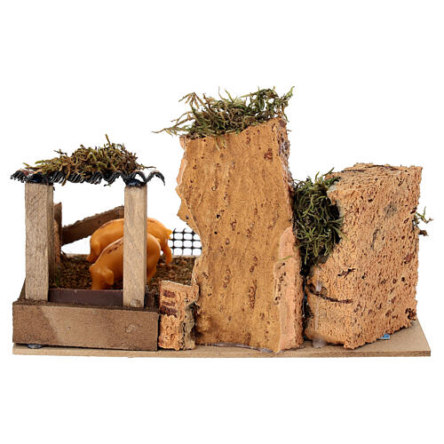 Enclosure with animals figurine, 10x20x15 cm for nativity 8-10 cm 4