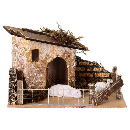 Recinto con pecore 15x10x10 cm presepe 6 cm 1