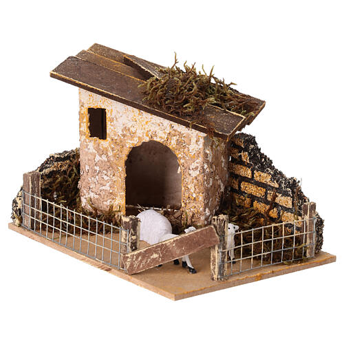 Recinto con pecore 15x10x10 cm presepe 6 cm 2