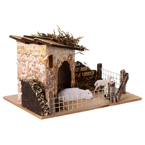 Recinto con pecore 15x10x10 cm presepe 6 cm 3