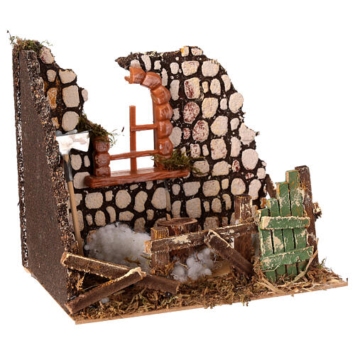 Fence with sheep and wool, 20x15x15 cm nativity scene 6 cm 4