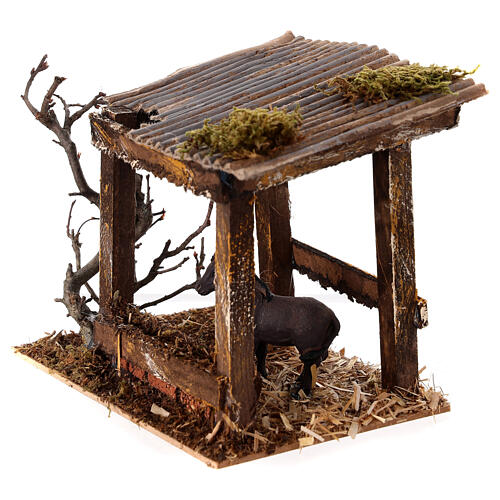 Recinto con asino 10x15x10 cm per presepe 10 - 12 cm 3