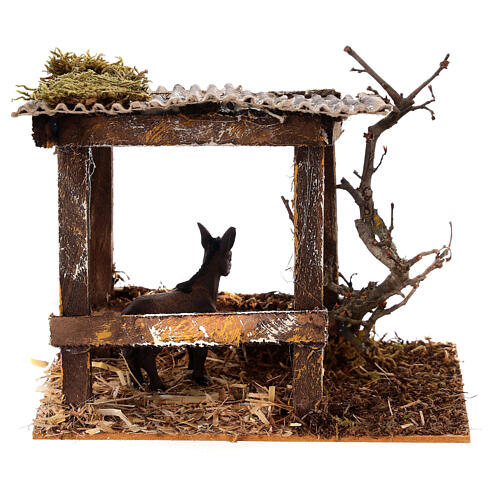 Recinto con asino 10x15x10 cm per presepe 10 - 12 cm 4