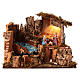 Illuminated stable with electric waterfall for 10-12 cm Nativity Scene, 50x25x35 cm s1