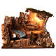 Cabane illuminée 50x25x35 cm chute d'eau animée crèche 10-12 cm s6