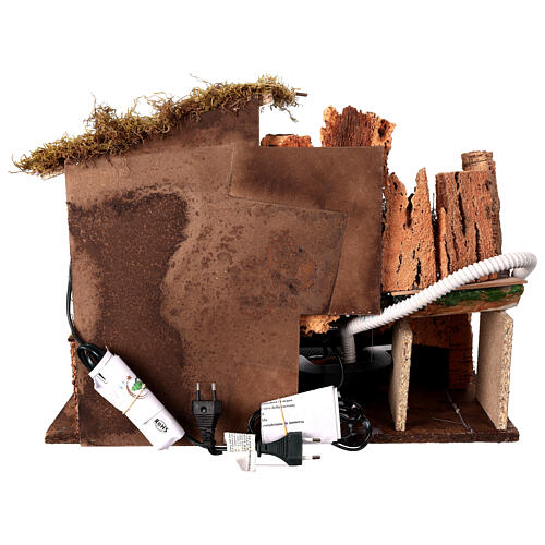 Capanna illuminata 50x25x35 cm cascata funzionante presepe 10-12 cm 7