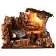 Illuminated stable 50x26x36 cm with working waterfall nativity 10-12 cm s6