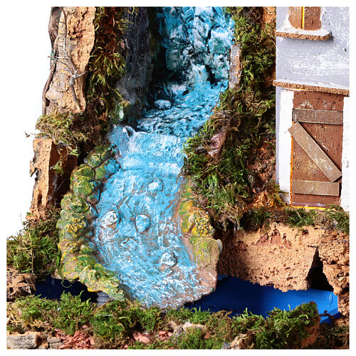 Stable with waterfall and figurines for 6-12 cm Nativity Scene, 50x80x50 cm 4