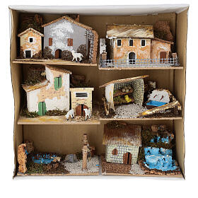 Set of houses, different scenes, 6 pieces, 10x15x10 cm