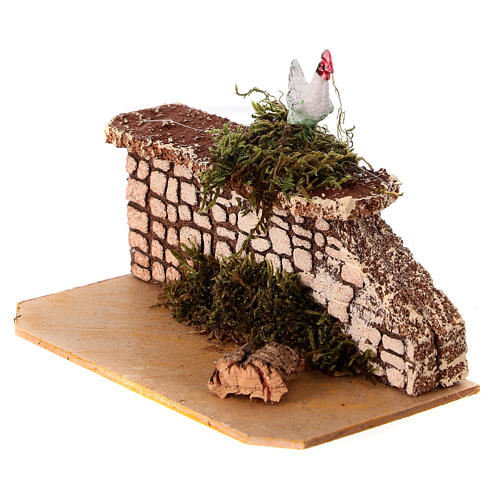 Stone wall with rooster for 10-12 cm Nativity Scene, 10x10x5 cm 3